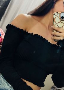 Off Shoulder Black Top