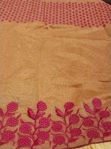 ChanderiCotton Suit Set With Beautiful Red Dupatta