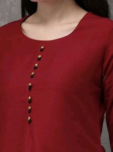 Anouk Women Red Solid Straight Kurta