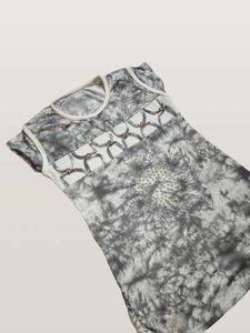 Grey Tie-Dye Embellished Top