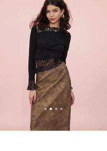 Asymmetrical black lace top