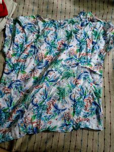 White Printed Cotton Top With Mega Sleeves