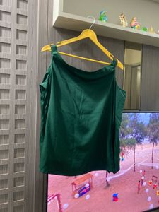 Green Embellished Cold Shoulder Top