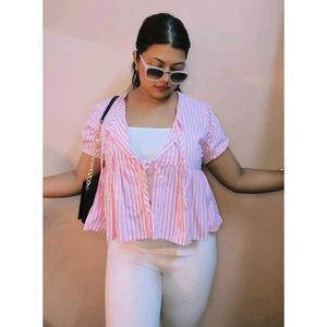 Striped Peplum Top