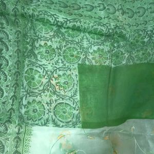 Elegant Green Embroidered Saree