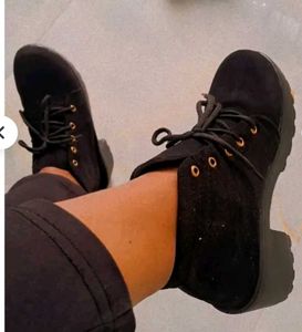 Black Ankle Booties - Lace-Up Style
