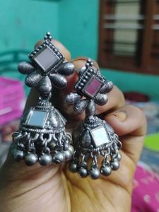 Mirror Jhumka Earrings