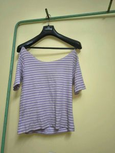 Striped Lavender OffShoulder Top