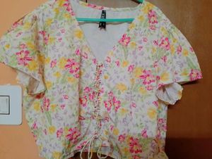 Floral Lace-Up Top