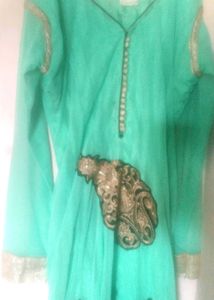 Elegant Teal Embroidered Dress