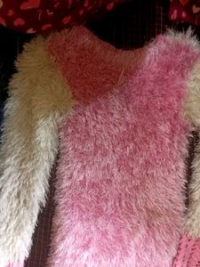 Fluffy Pink and White Sweater