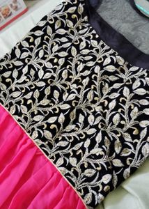 Ethnic Gown Hot Pink Color