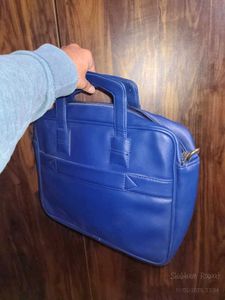 Sleek Blue Vegan Leather unused Laptop Briefcase -