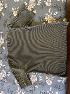 Olive Green Ribbed Top