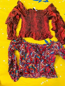 Two Bohemian Style Smocked Tops