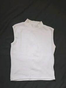 White Mock Neck Sleeveless Top