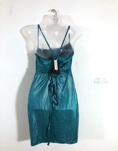 Sparkling Teal Mini Slip Dress