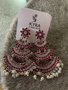 Expensive Silver With Pink Gemstones Earrings