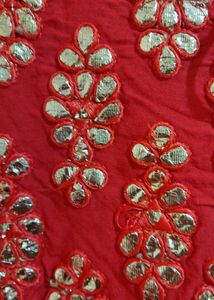 Red &amp; Gold Embellished Kurti Set