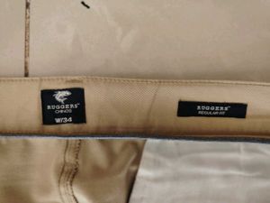 Ruggers Mens Regular Fit Khaki Chinos Size 34"