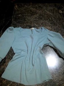 Light Blue Puff Sleeve Top
