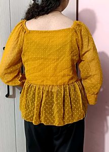 Yellow Ruffle Sheer Top 💛