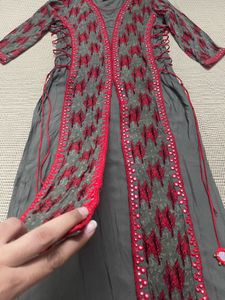 Olive Kurta with Embellishments