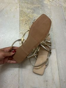 Zudio Gold Strappy Sandals - Size 37