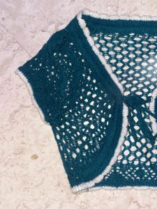 NEWME - Teal Crochet Bolero Cardigan 💚🌴🥑🐢🥝🧤