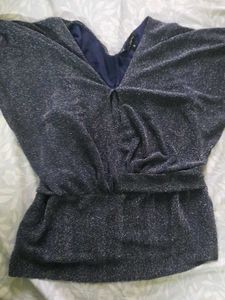 Sparkly Navy V-Neck Top