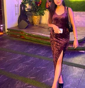 Velvet Backless Slit Dress