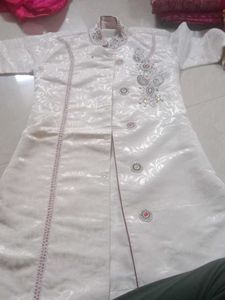 Boys' White Embroidered Kurta