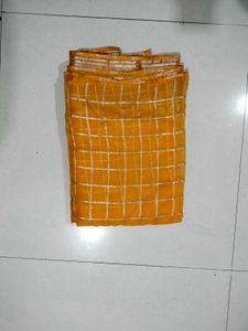 Orange Checkered Saree