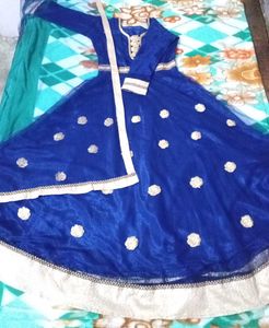 Blue Embellished Anarkali Suit
