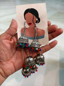 Silver Jhumka Earrings