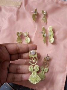 Green Pearl Lace Handmade Earrings