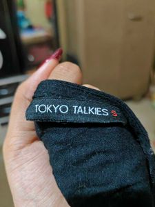 Tokyo Talkies Women Black SelfDesign A-Line Top