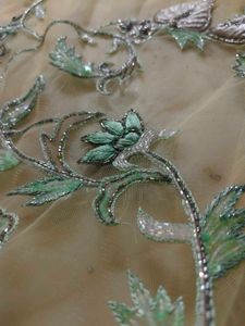 Embroidered Green Net Saree Expansive ✨🔥