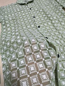 Green Chikankari Patterned Shirt