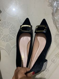 Black Rhinestone Pointed Block Heels