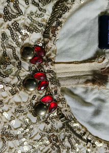 Gold &amp; Red Lace Dress