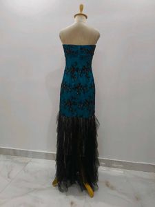 Elegant Teal &amp; Black Gown