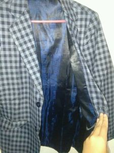 New Navy Blue Check Blazer