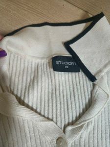 Striped Knit Polo Top