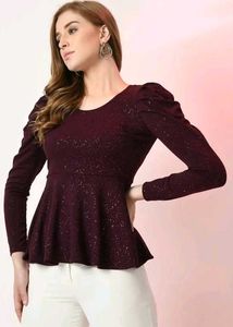Burgundy Sparkle Peplum Top