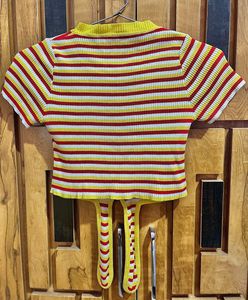 Striped Tie-Up Crop Top