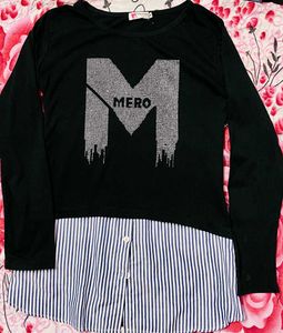 Chic MERO Crystal Letter Long Sleeve Top