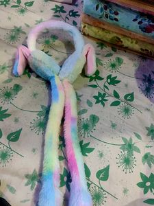 Rainbow Bunny Moving Ears Hat