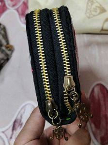 Embroidered Floral Zip Purse