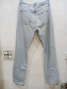 Ribbed Blue Jeans For Women